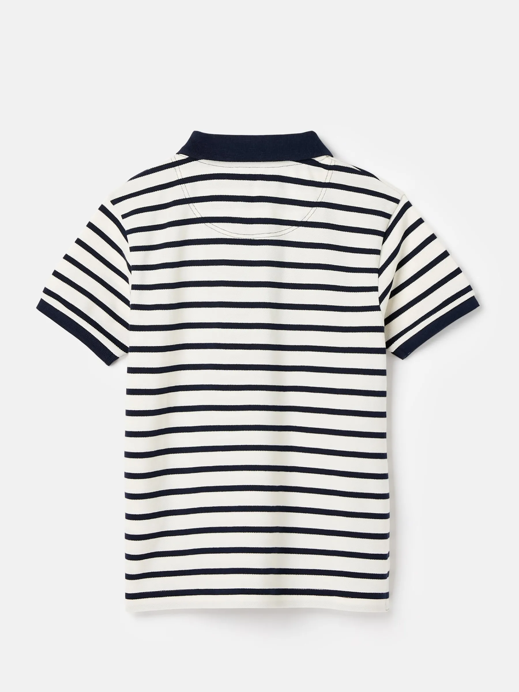 Boys' Filbert Navy Blue Striped Pique Cotton Polo Shirt<Joules New
