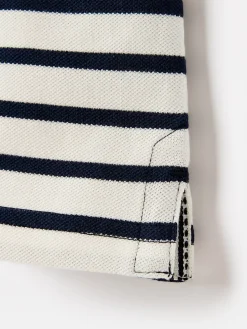 Boys' Filbert Navy Blue Striped Pique Cotton Polo Shirt<Joules New