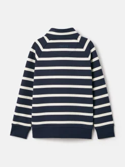 Boys' Finn Navy & White Striped Quarter Zip Sweatshirt<Joules Sale