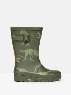 Boys' Khaki Green Printed Wellies<Joules Sale