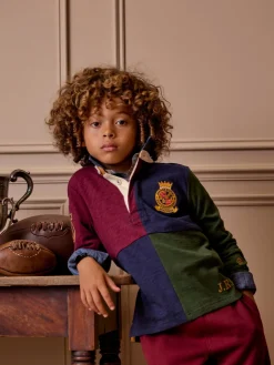Boys' Kick Off Grandad Collar Rugby Shirt<Joules Sale