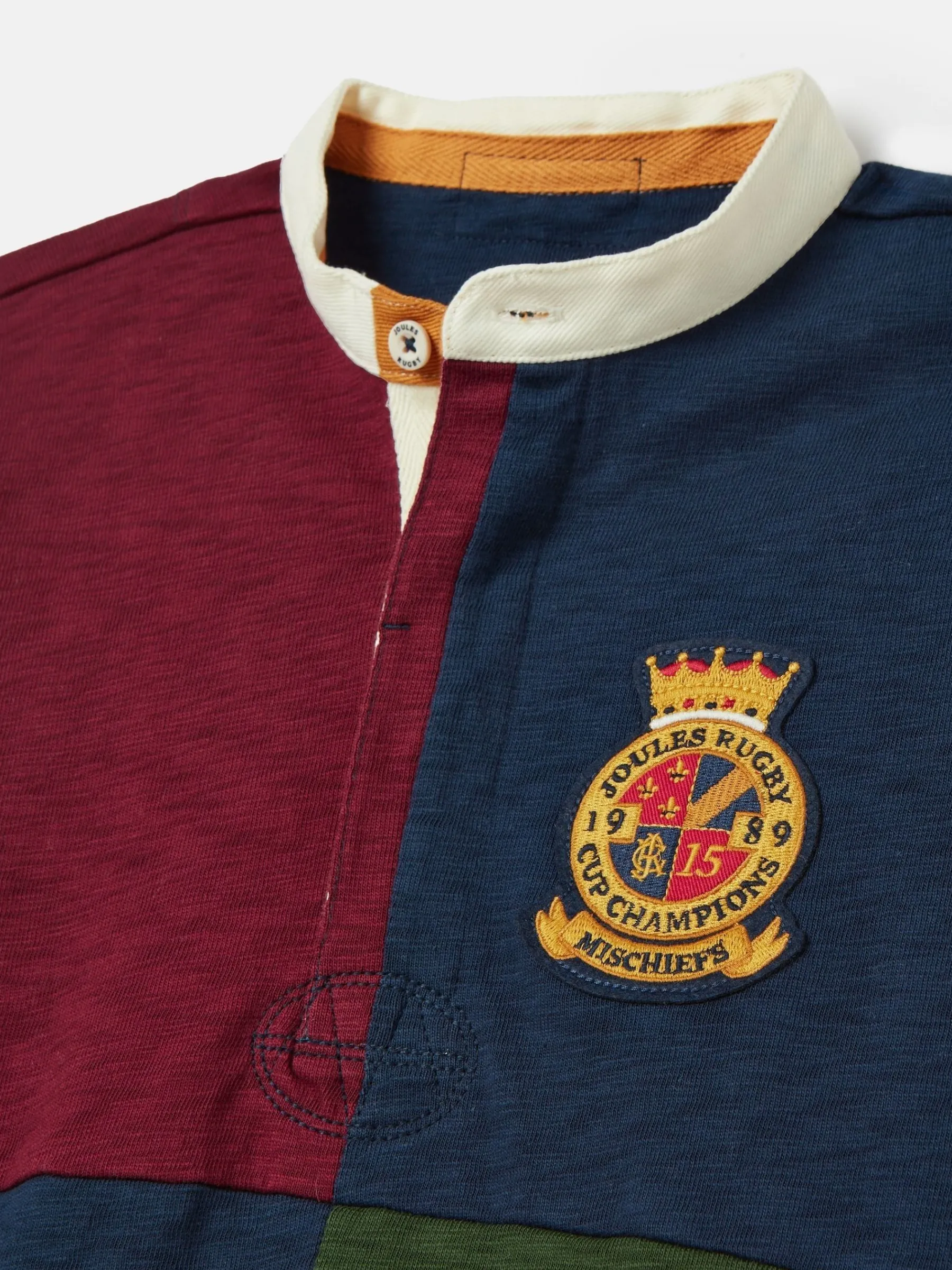 Boys' Kick Off Grandad Collar Rugby Shirt<Joules Sale
