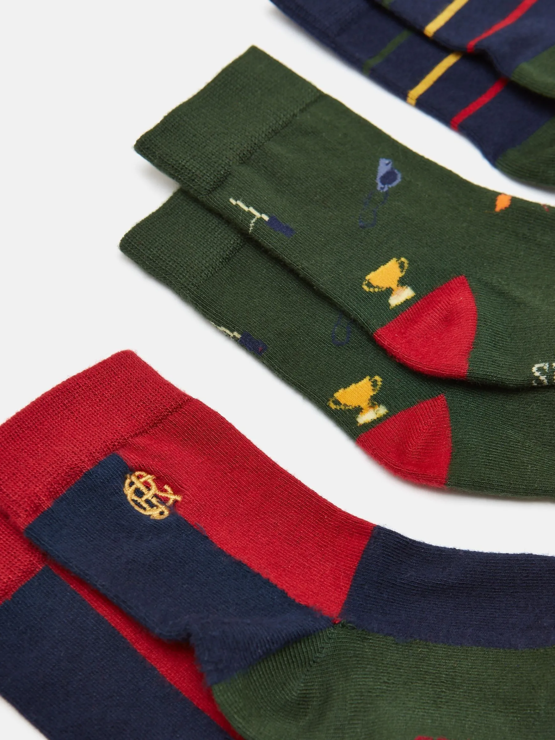 Boys' Neat Feet Multi Green 3 Pack Socks<Joules Sale