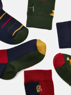 Boys' Neat Feet Multi Green 3 Pack Socks<Joules Sale