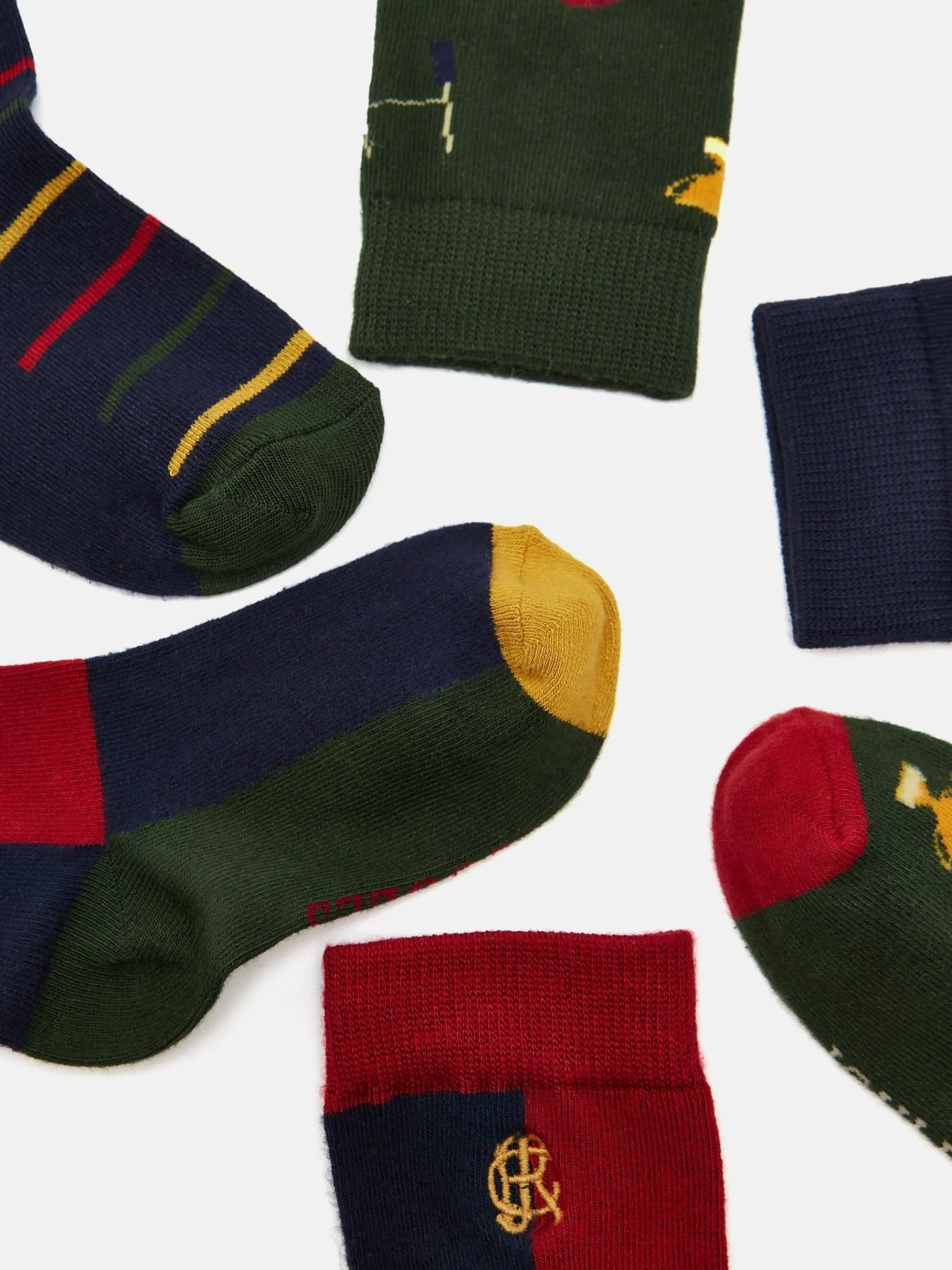 Boys' Neat Feet Multi Green 3 Pack Socks<Joules Sale
