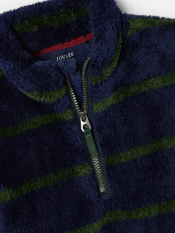 Boys' Woozle Navy & Green Stripe Half Zip Borg Fleece<Joules Online