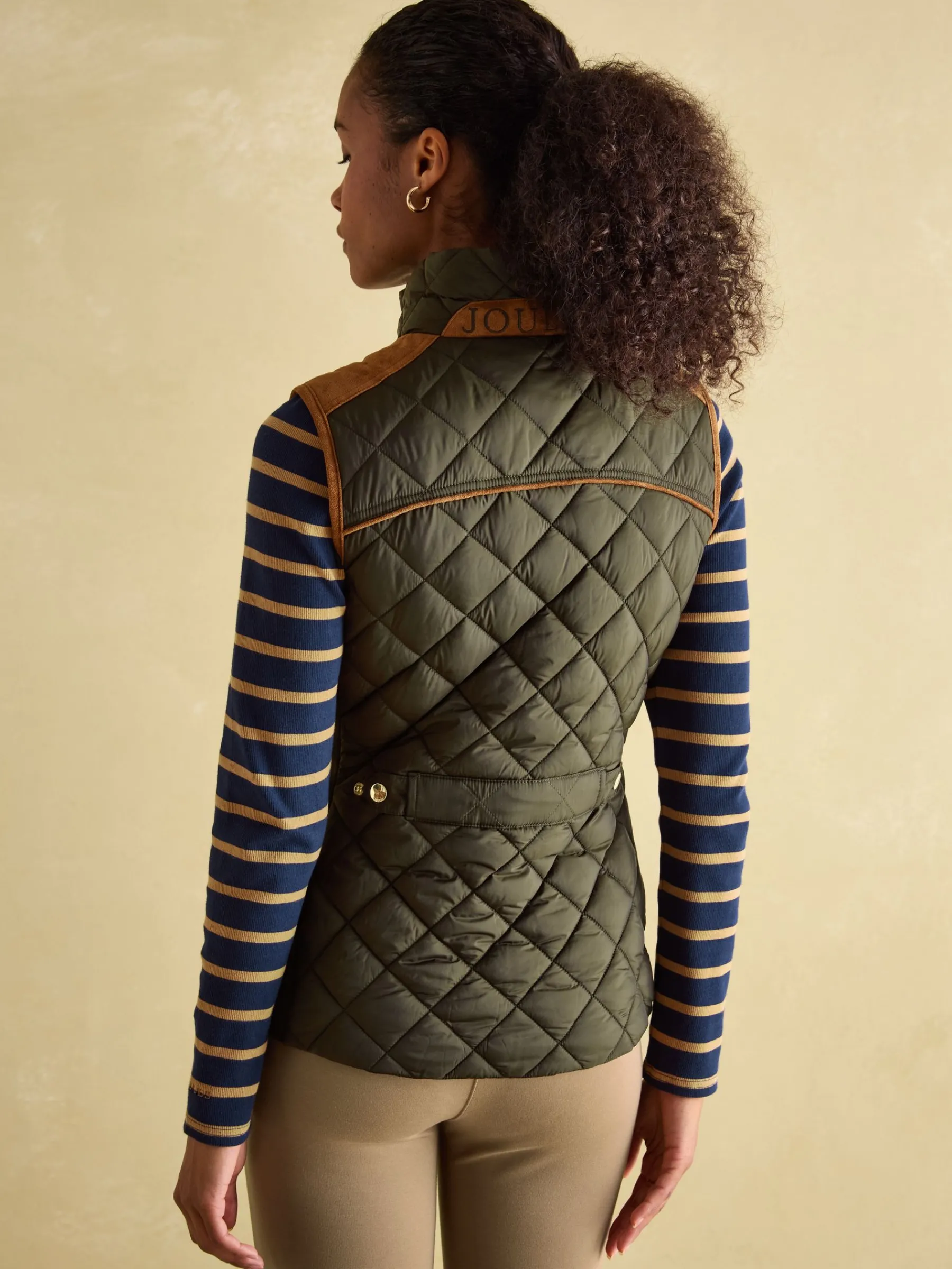 Braemar Luxe Khaki Green Showerproof Diamond Quilted Gilet<Joules Hot
