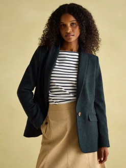 Bramble Navy Blue Tweed Blazer<Joules Outlet