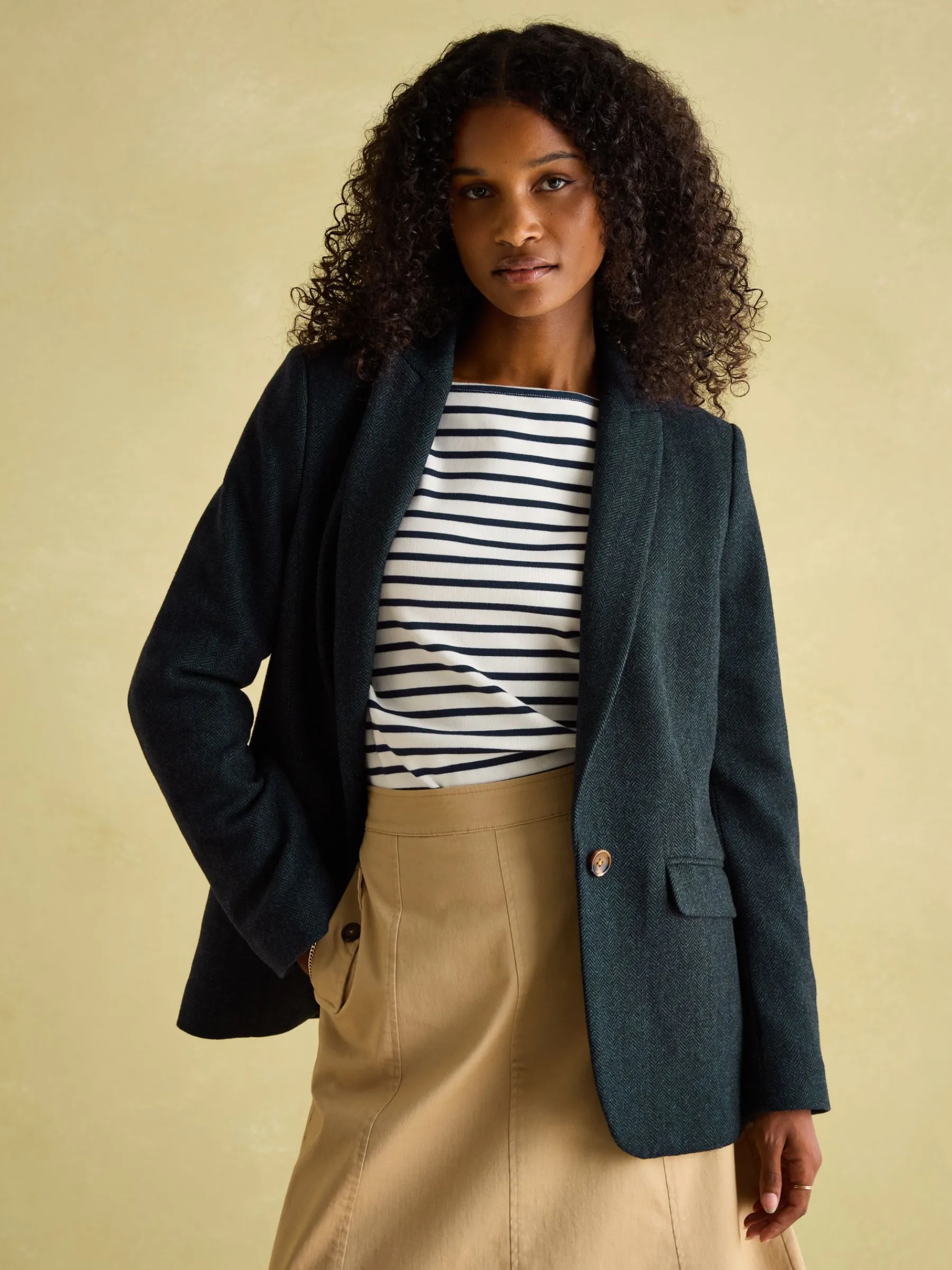 Bramble Navy Blue Tweed Blazer<Joules Outlet