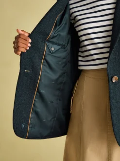 Bramble Navy Blue Tweed Blazer<Joules Outlet