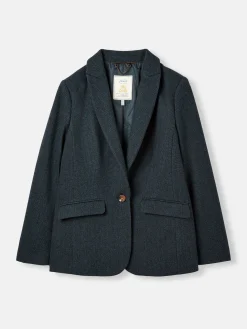 Bramble Navy Blue Tweed Blazer<Joules Outlet