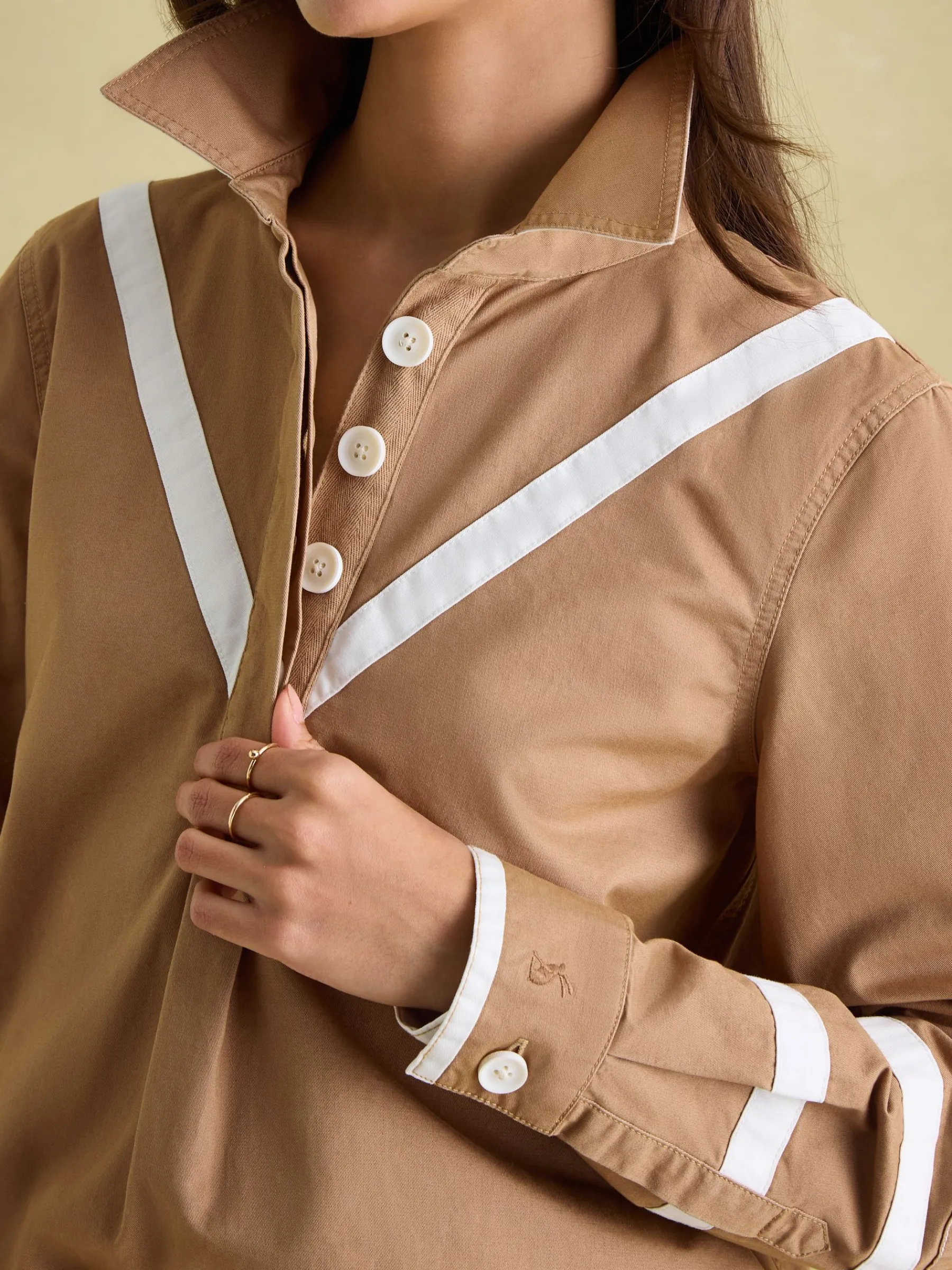 Brinley Tan Brown Cotton Deck Shirt<Joules New