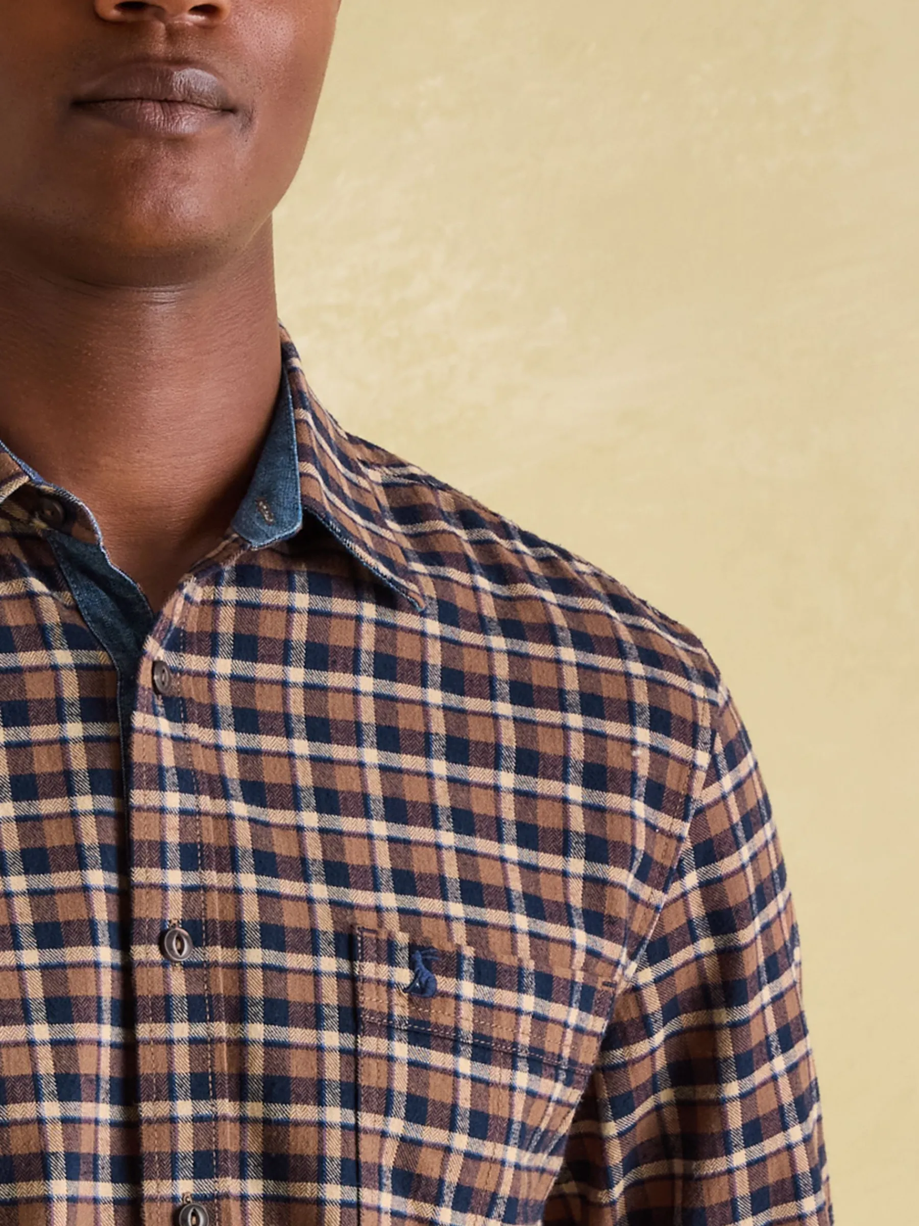 Buchanan Brown & Navy Soft Brushed Cotton Check Shirt<Joules Clearance