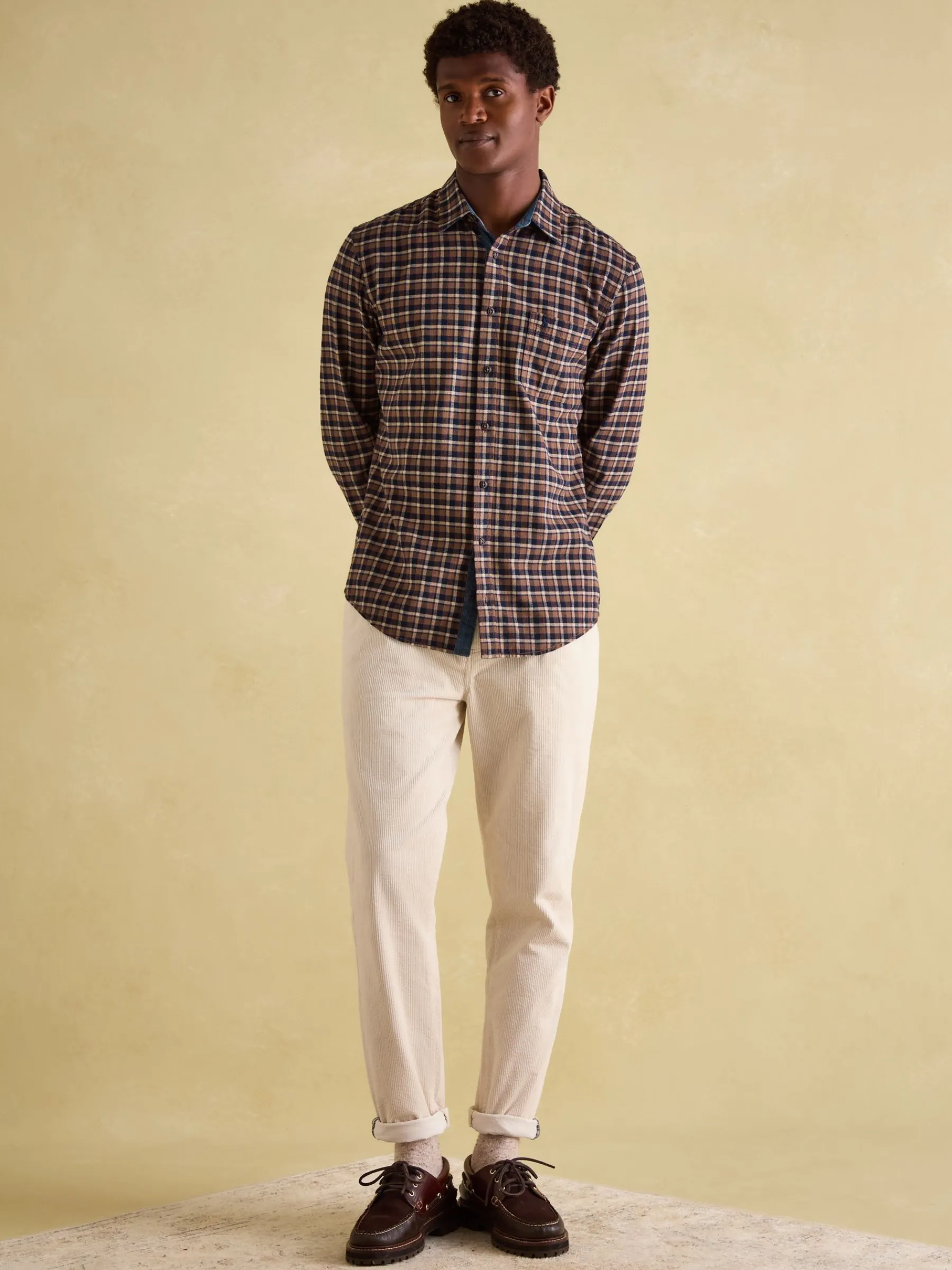 Buchanan Brown & Navy Soft Brushed Cotton Check Shirt<Joules Clearance