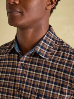Buchanan Brown & Navy Soft Brushed Cotton Check Shirt<Joules Clearance
