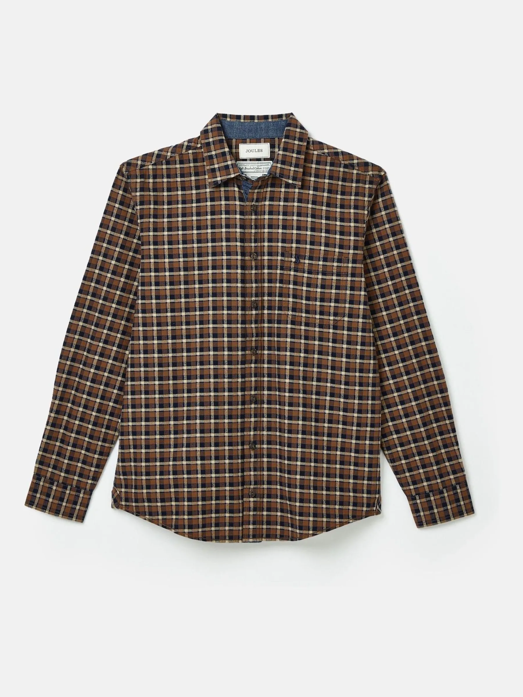Buchanan Brown & Navy Soft Brushed Cotton Check Shirt<Joules Clearance