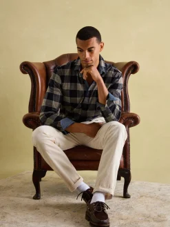 Buchanan Navy Blue Soft Brushed Cotton Check Shirt<Joules Clearance