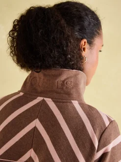 Burnham Chocolate Brown pink Funnel Neck Quarter Zip Sweatshirt<Joules Outlet