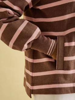 Burnham Chocolate Brown pink Funnel Neck Quarter Zip Sweatshirt<Joules Outlet