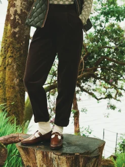 Calla Dark Brown Corduroy Tapered Trousers<Joules Clearance