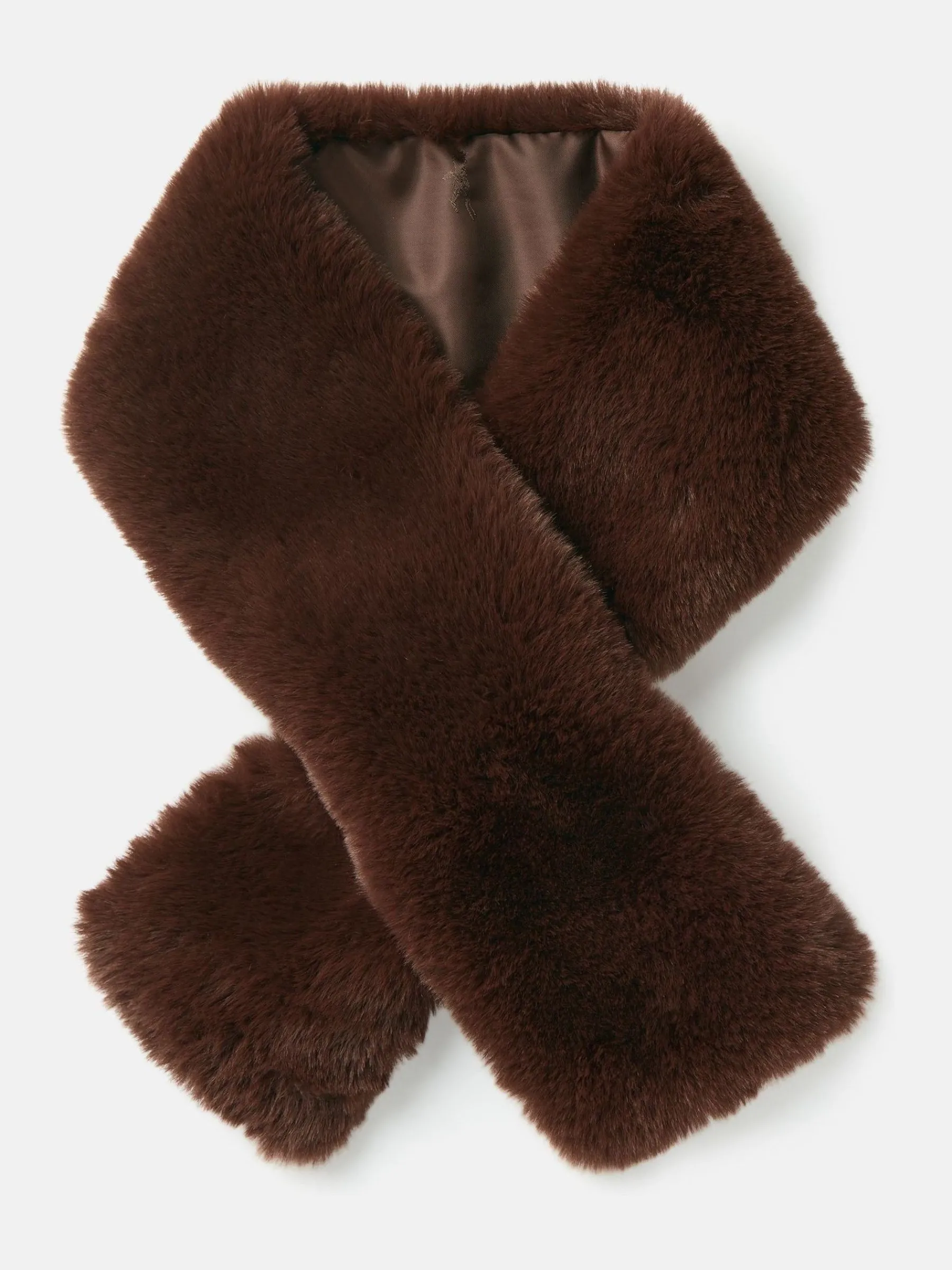 Callcott Chocolate Brown Faux Fur Scarf<Joules Sale