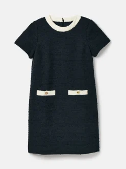 Celeste Navy Blue Mini Boucle Dress<Joules Clearance