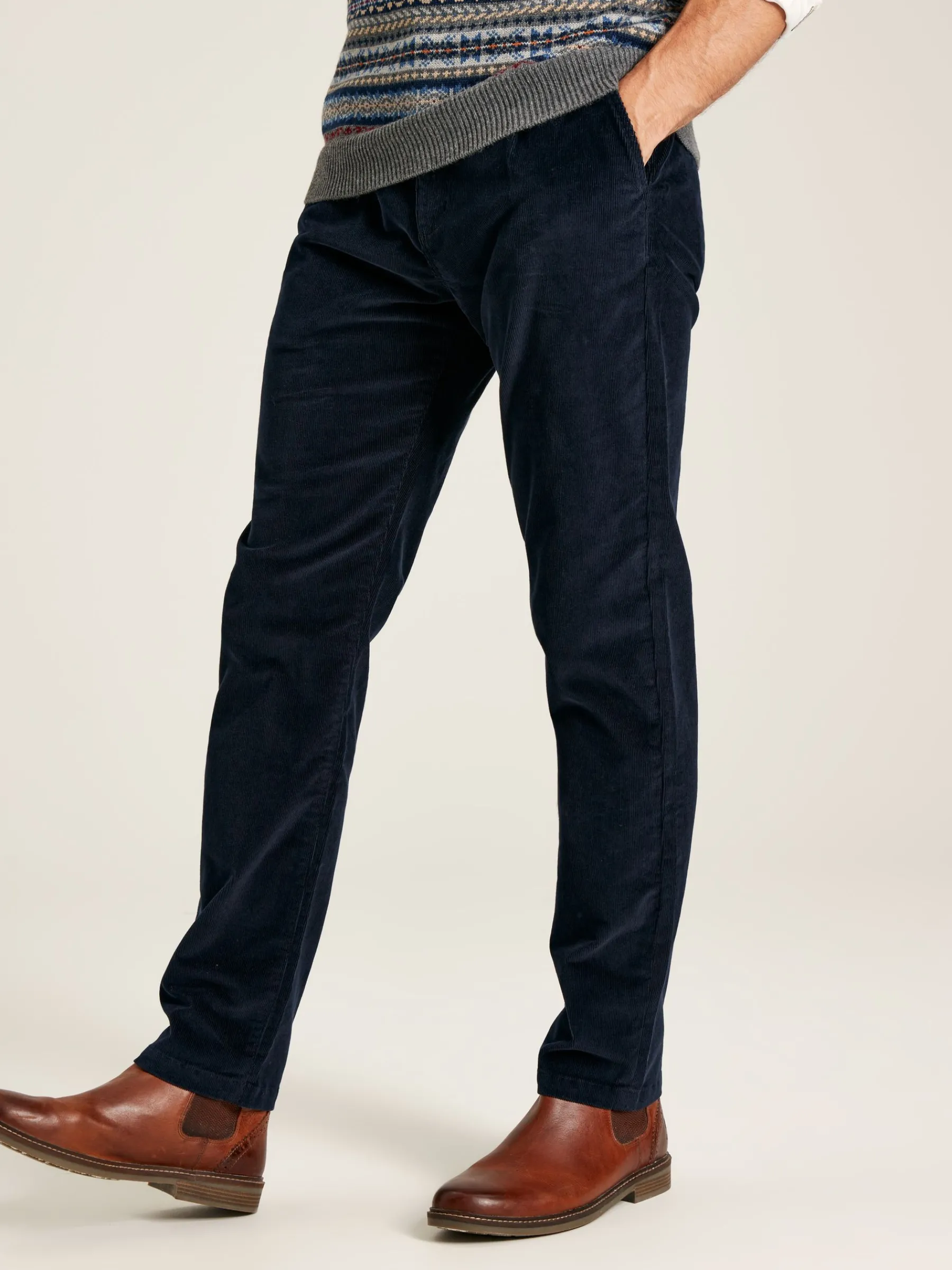 Cord Navy Blue Straight Leg Corduroy Trousers<Joules Hot