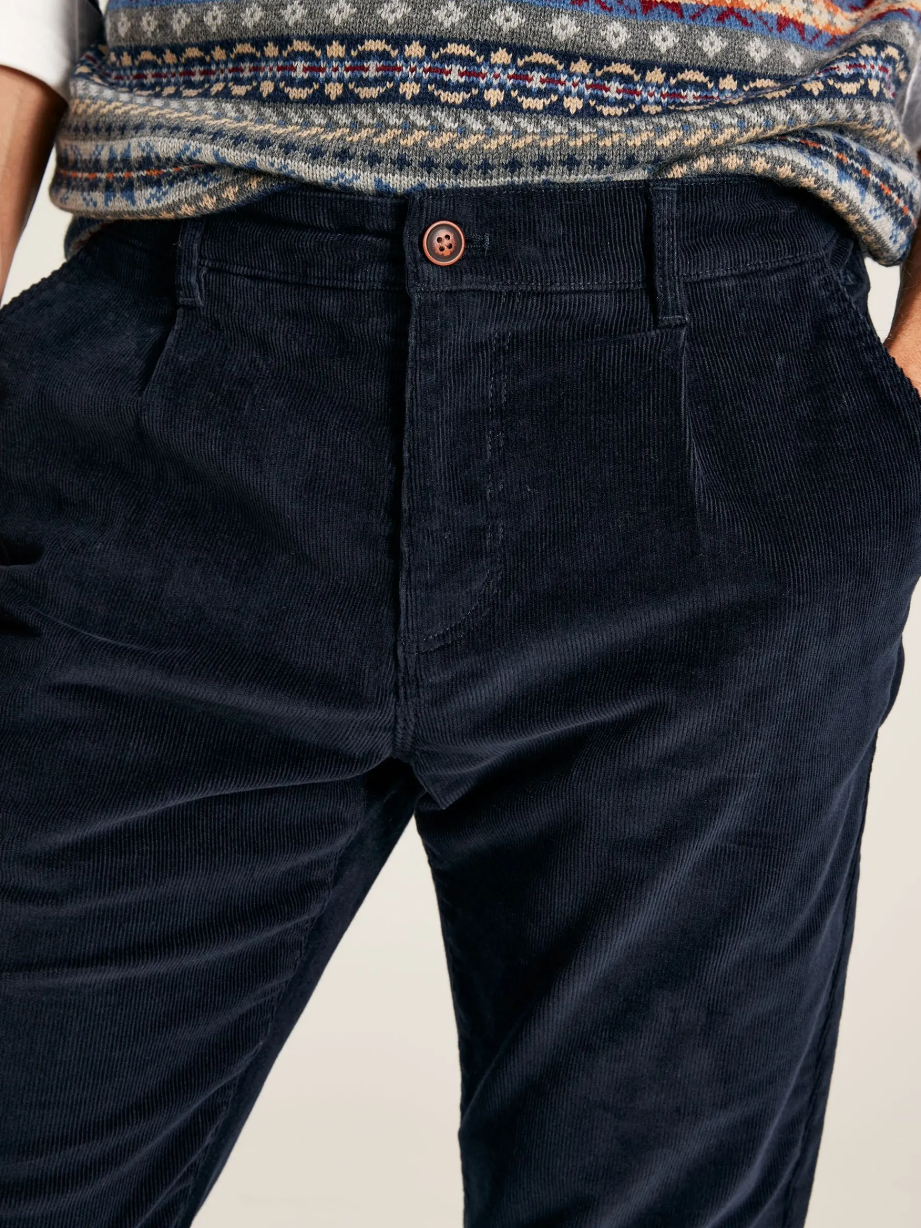 Cord Navy Blue Straight Leg Corduroy Trousers<Joules Hot