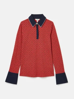 Cordelia Red Geo Long Sleeve Top<Joules Best