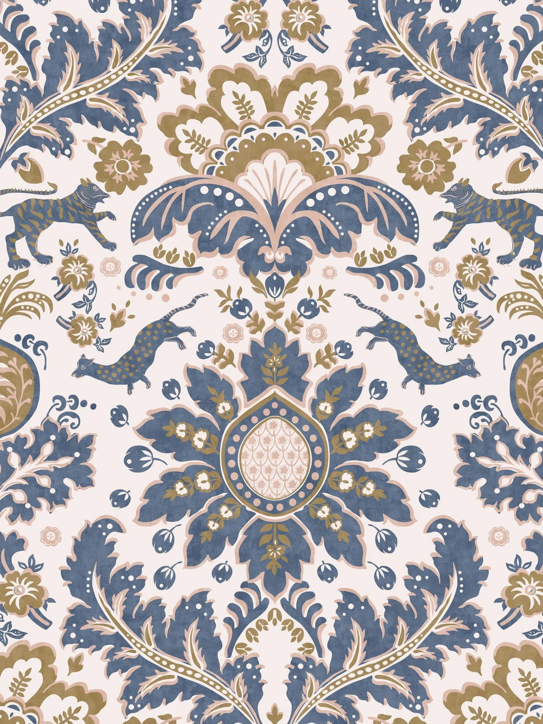 Animal Damask Print 10M Wallpaper<Joules New