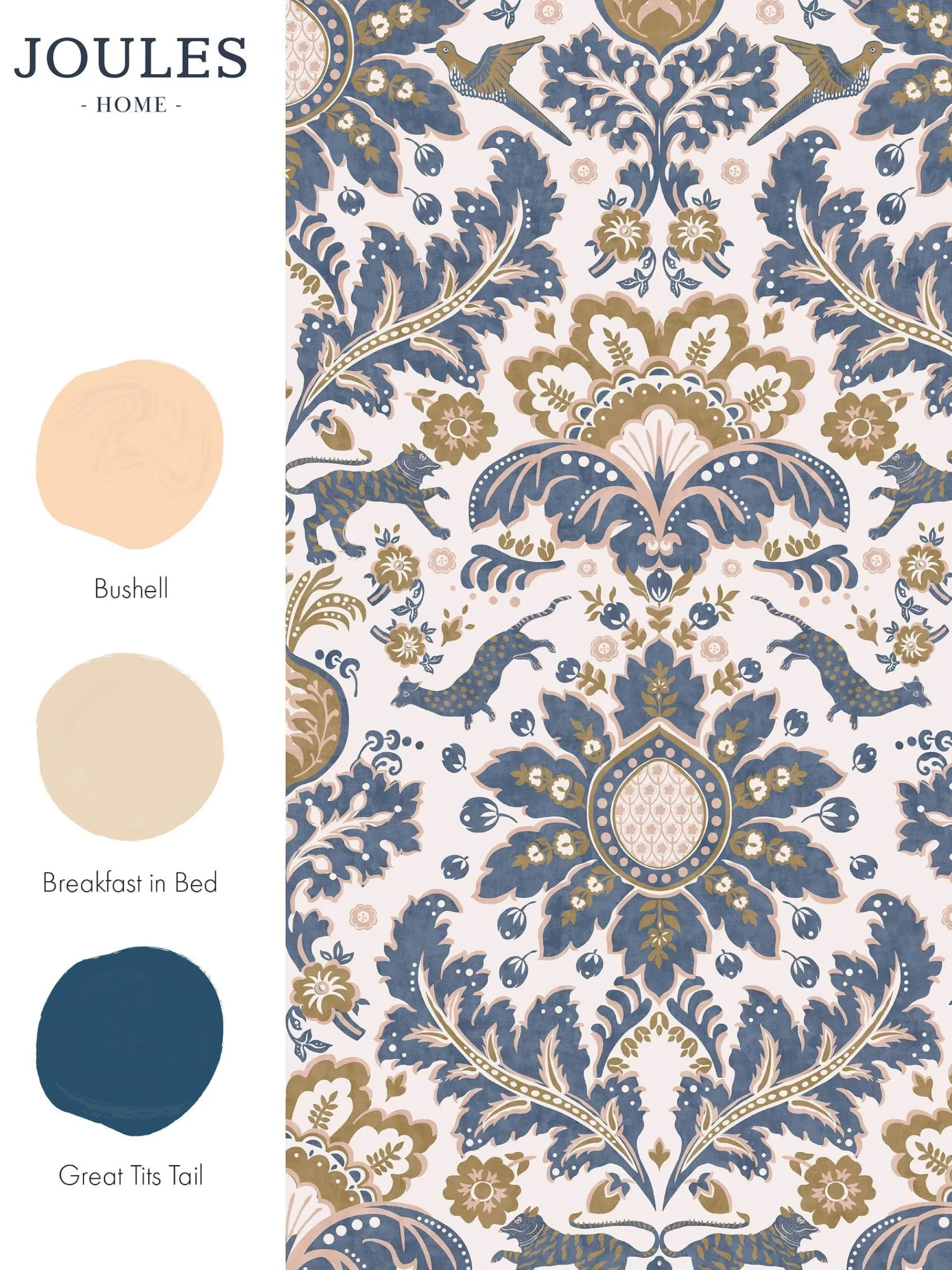 Animal Damask Print 10M Wallpaper<Joules New