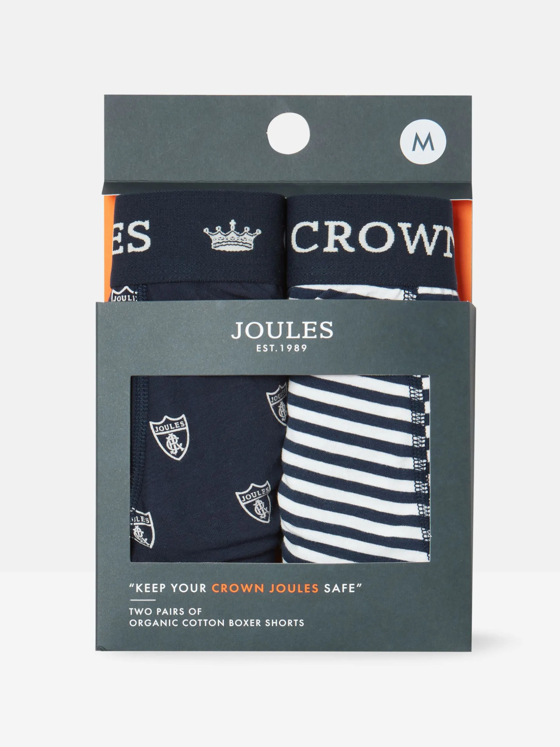 Crown Navy & White Crest Pack of Two Cotton Boxers<Joules
