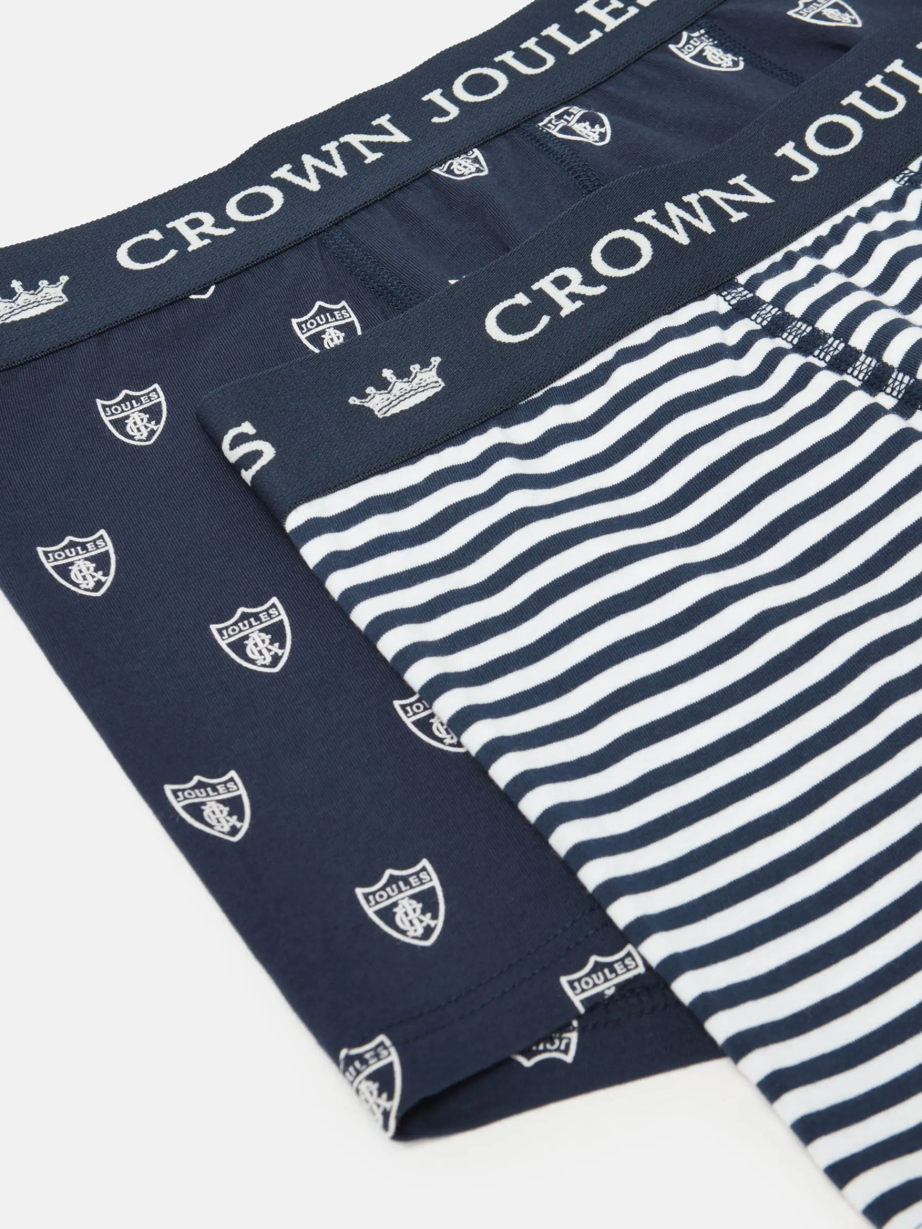 Crown Navy & White Crest Pack of Two Cotton Boxers<Joules