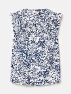 Cynthia Blue on White Cotton Blouse<Joules Sale