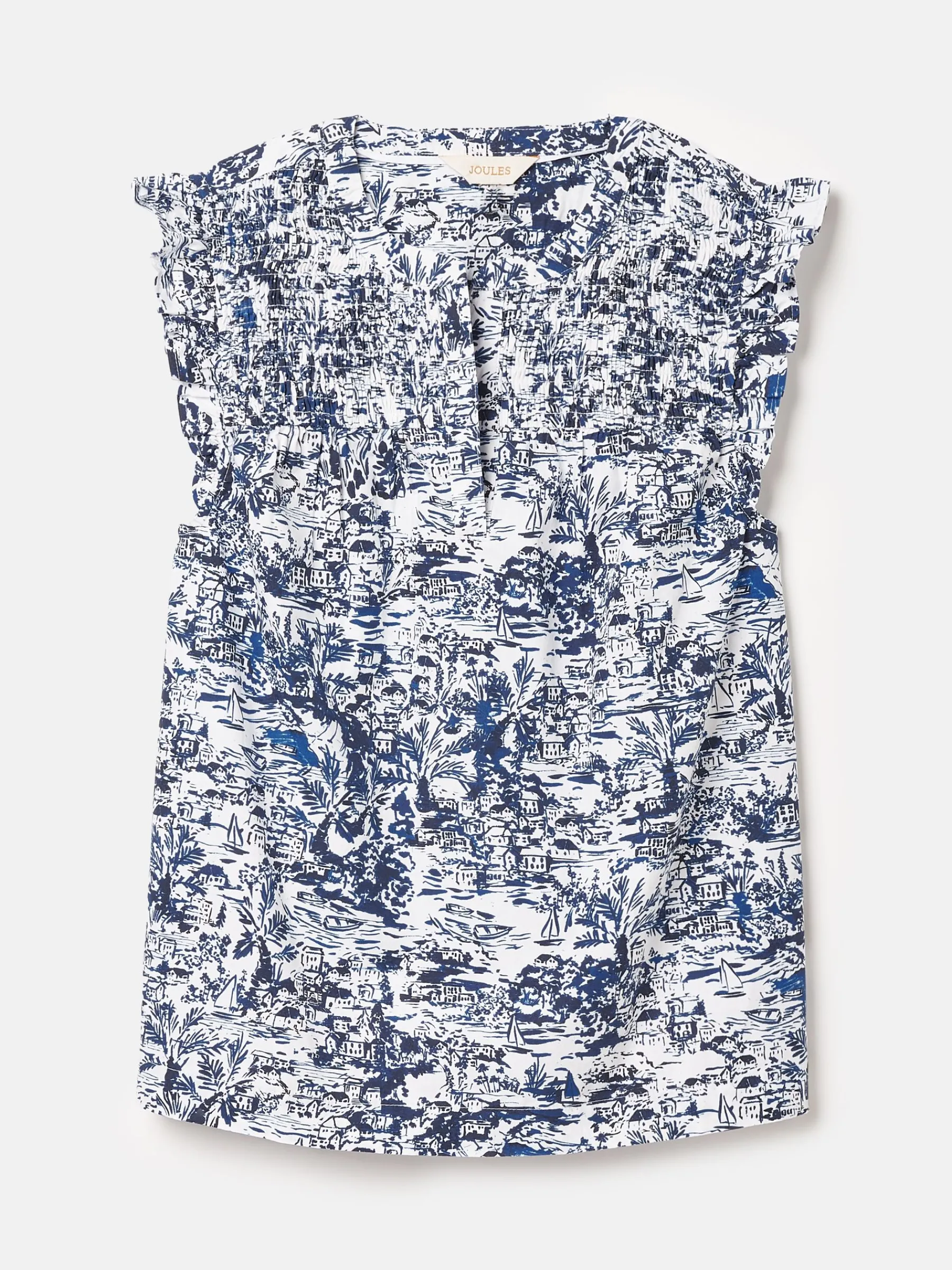 Cynthia Blue on White Cotton Blouse<Joules Sale
