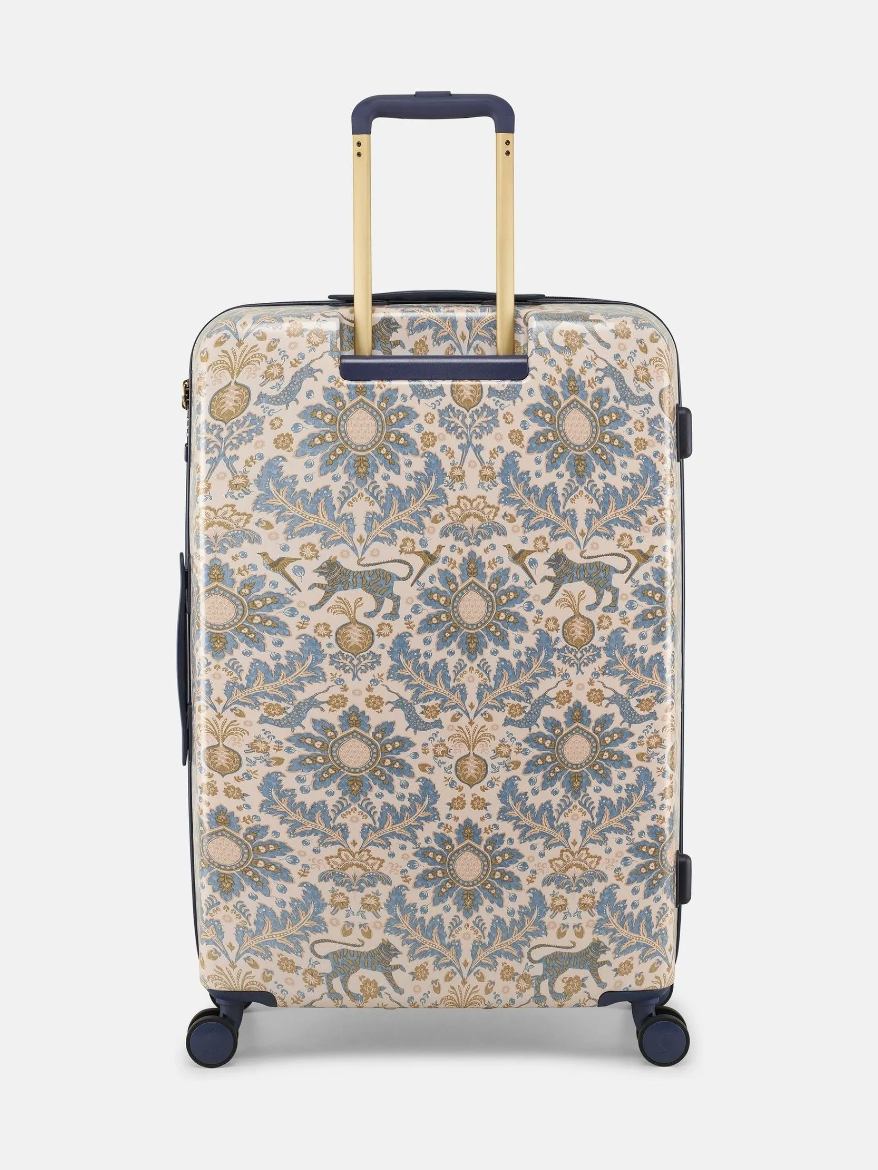 Damask Print Large Four Wheel Hard Shell Suitcase<Joules Online