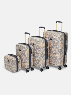 Damask Print Large Four Wheel Hard Shell Suitcase<Joules Online