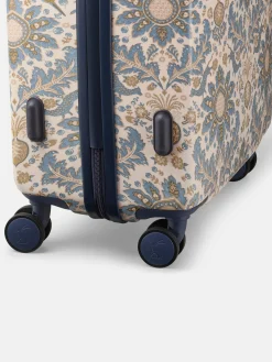 Damask Print Medium Four Wheel Hard Shell Suitcase<Joules Clearance