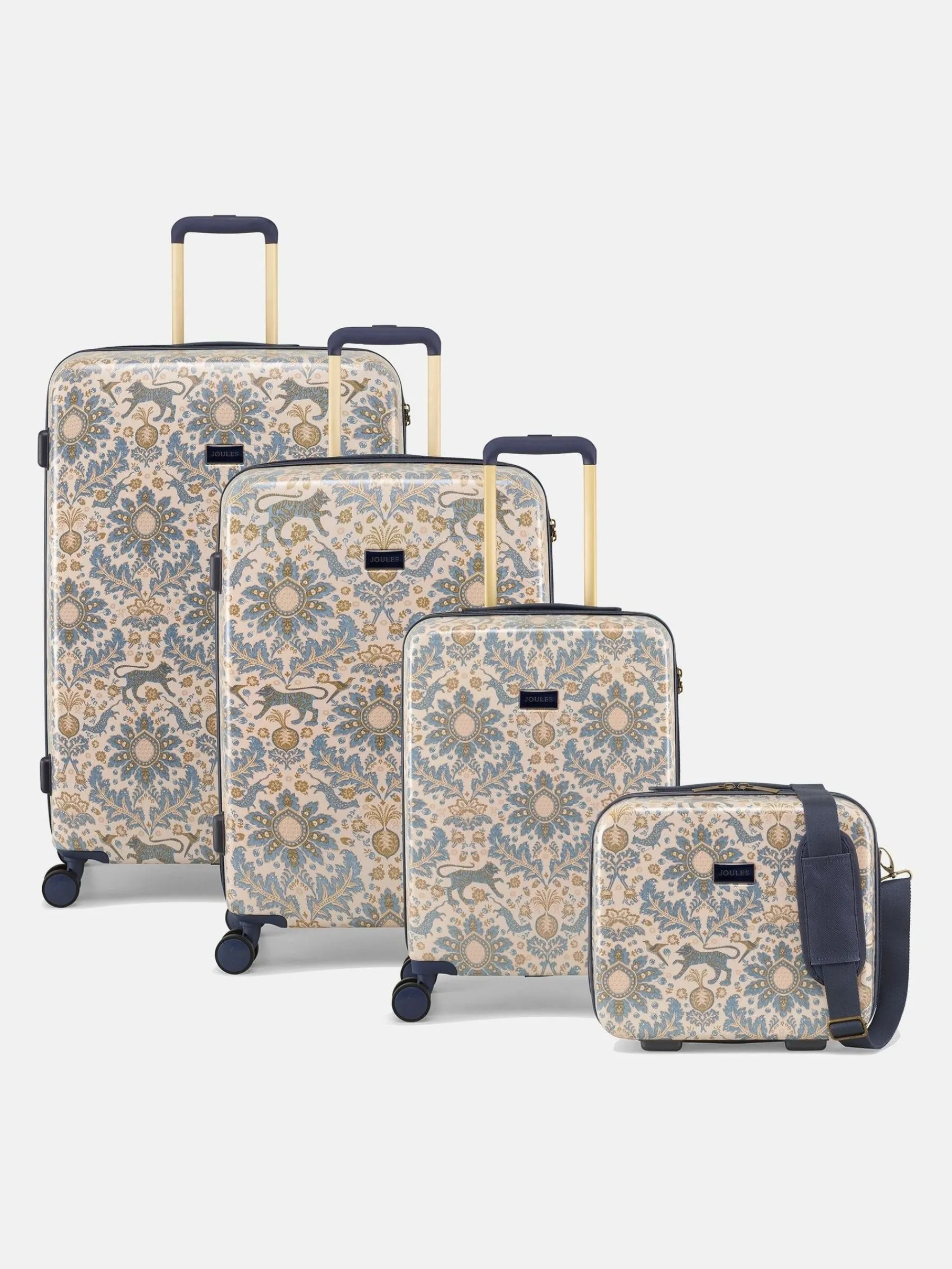 Damask Print Medium Four Wheel Hard Shell Suitcase<Joules Clearance