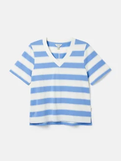 Darcey Blue Stripe V-Neck T-Shirt<Joules Discount