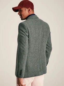 Dark Green Herringbone Texture Slim Fit Blazer<Joules New