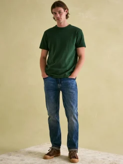 Denton Dark Green Heavyweight Jersey 100% Cotton Crew Neck T-Shirt<Joules Discount