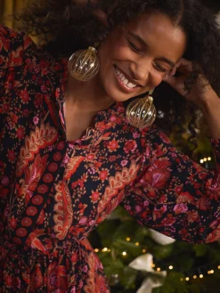 Elena Navy Floral Button Down Maxi Dress<Joules Best