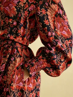 Elena Navy Floral Button Down Maxi Dress<Joules Best