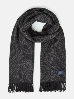 Elissa Black & Grey Double-Sided Jacquard Scarf<Joules Online