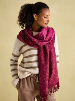 Elissa Pink & Plum Double-Sided Jacquard Scarf<Joules Sale