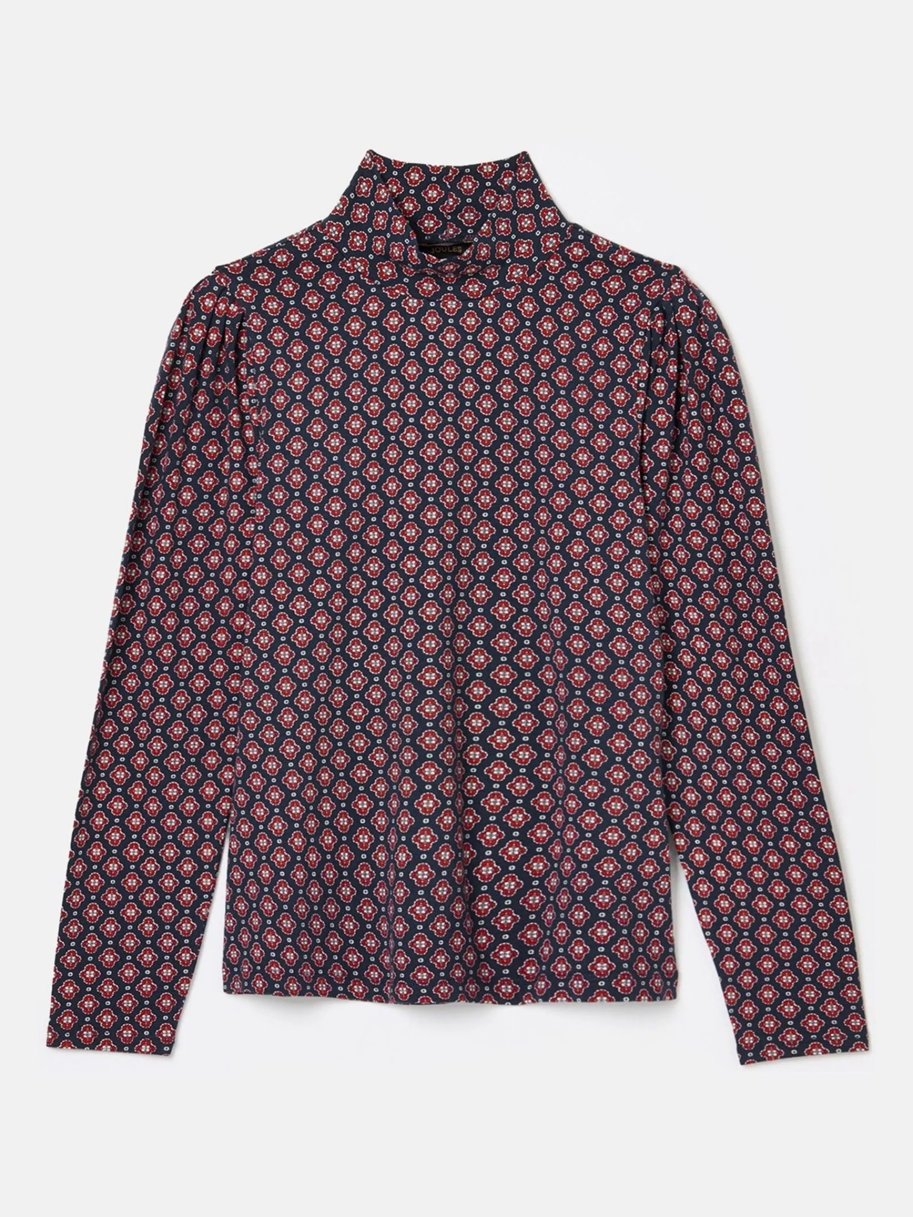 Elizabeth Blue Floral High Neck Jersey Top<Joules