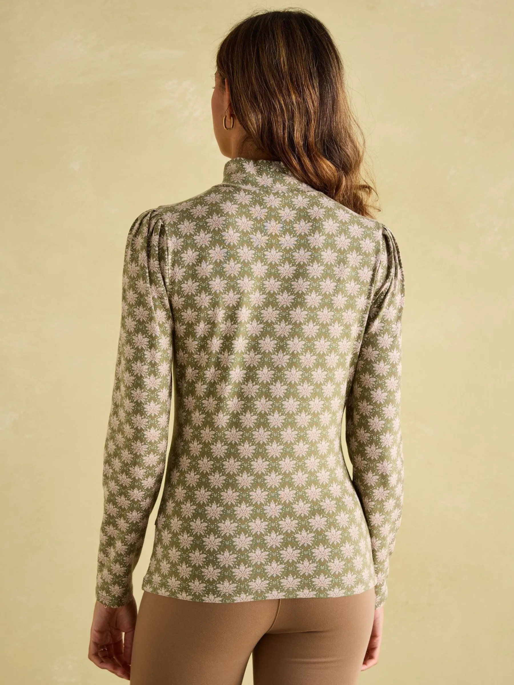 Elizabeth Green Floral High Neck Jersey Top<Joules Best