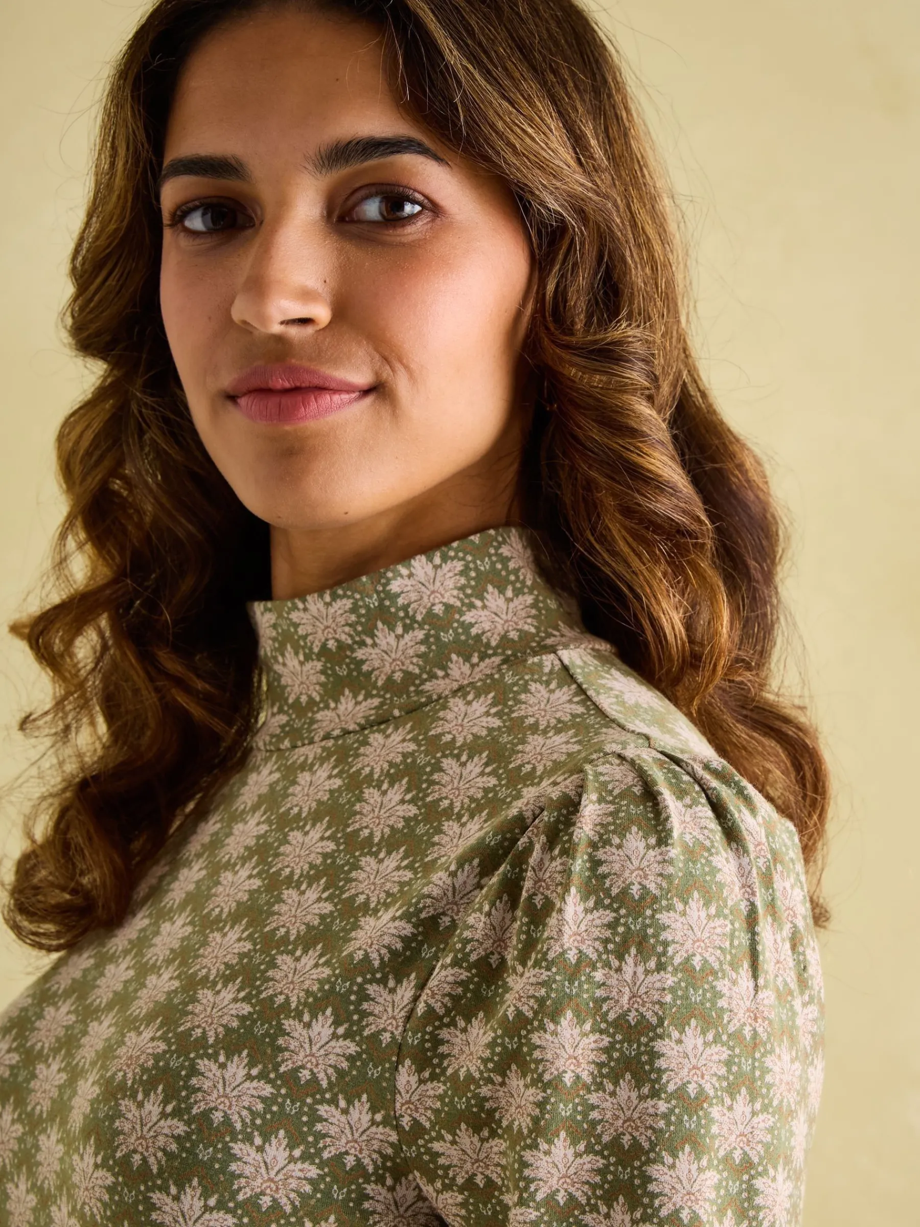 Elizabeth Green Floral High Neck Jersey Top<Joules Best