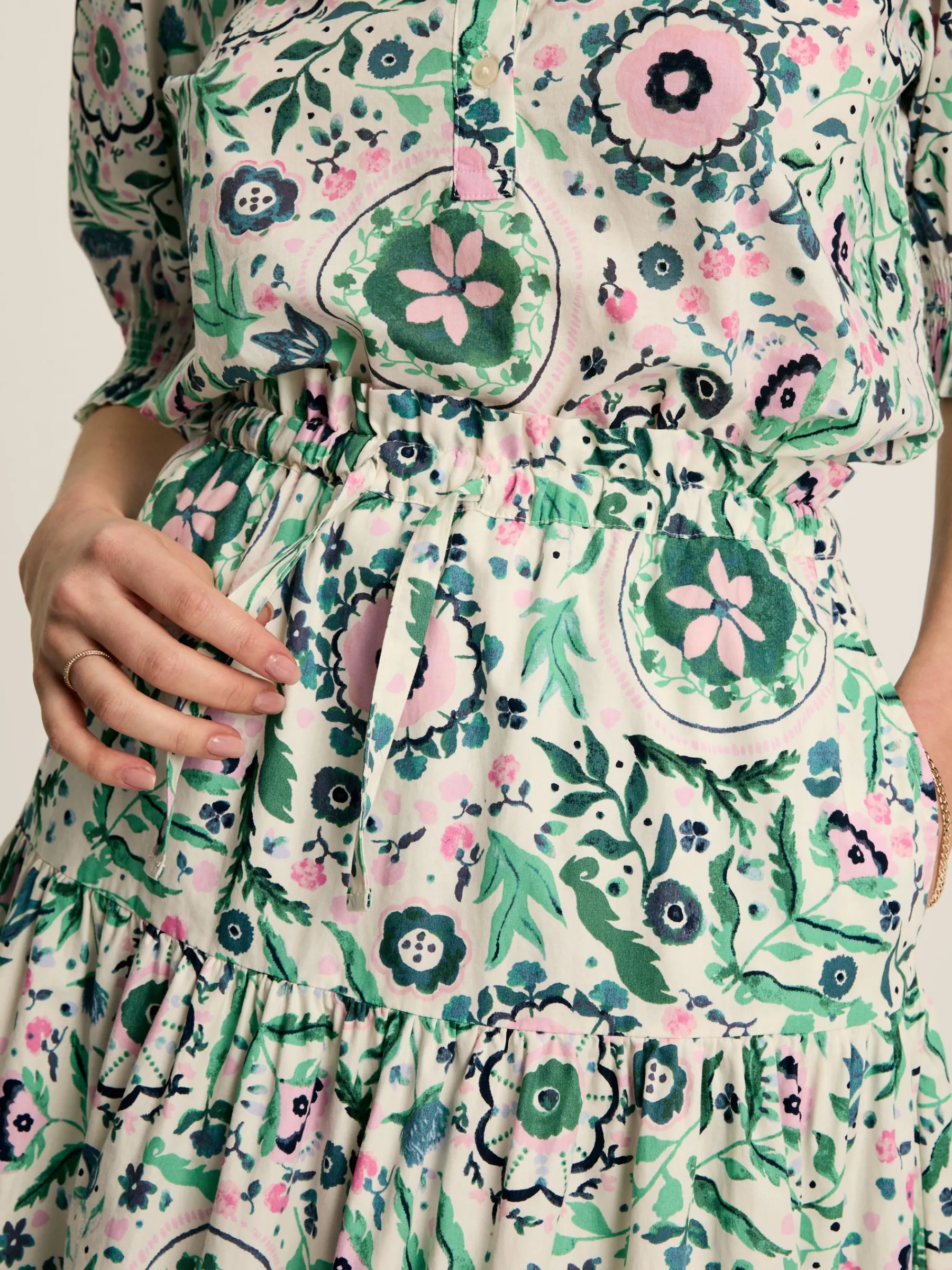 Elle Pink & Green Co-Ord Midi Skirt<Joules Clearance